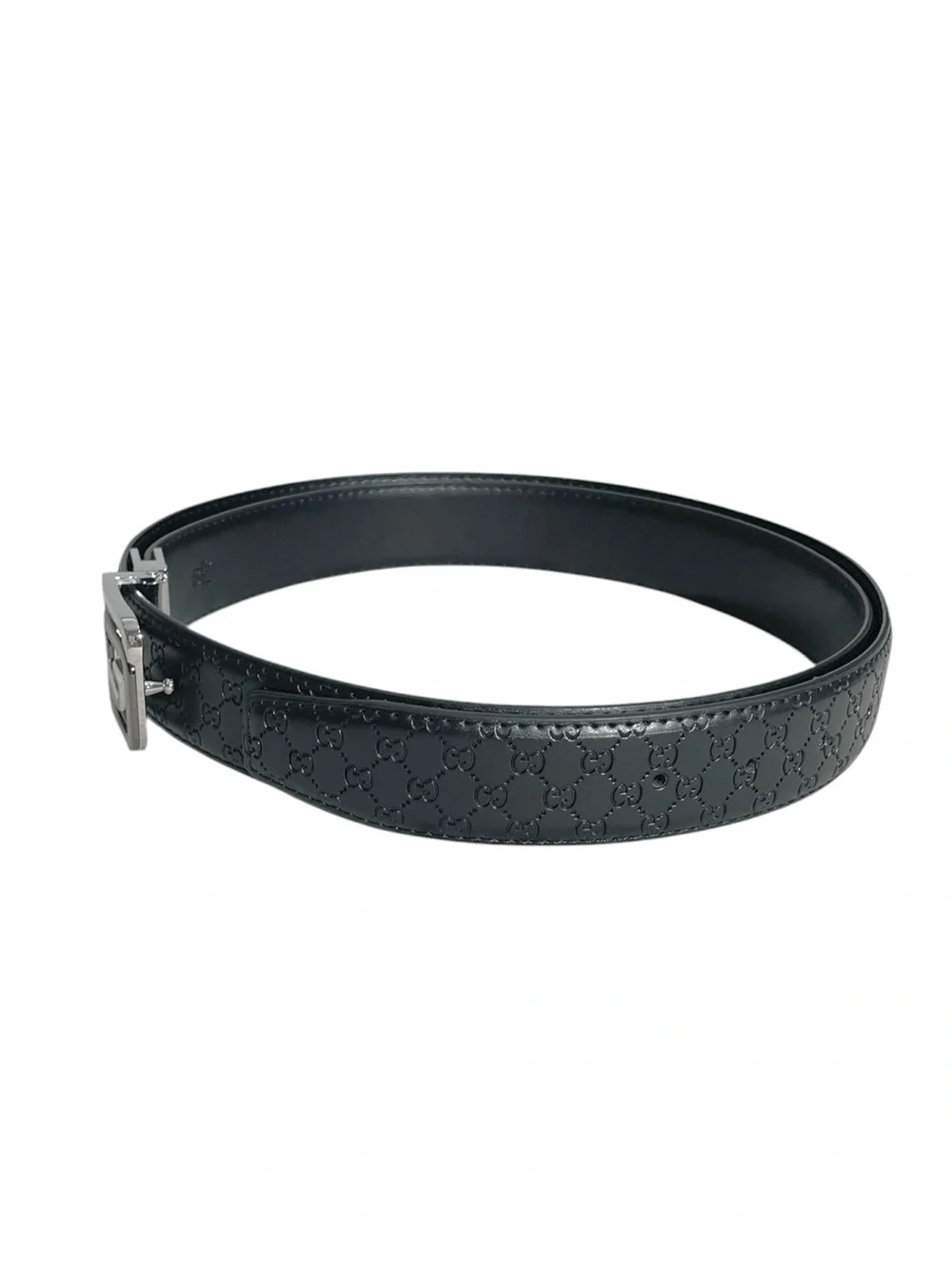 🖤 Men’s Black Monogram Belt — Silver-Tone Buckle 🖤